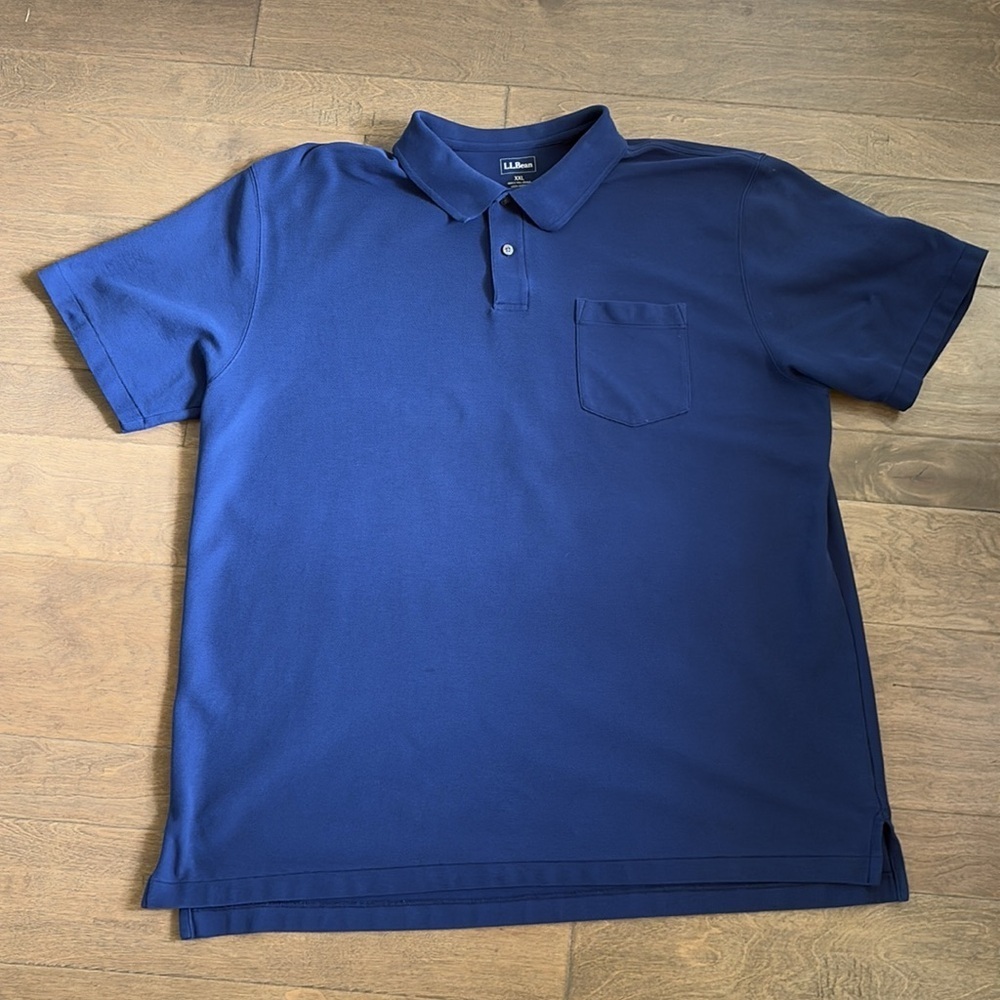 LL Bean Men’s Polo Navy Blue Short Sleeve XXL Tall